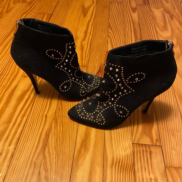 Black suede studded booties - Picture 3 of 4